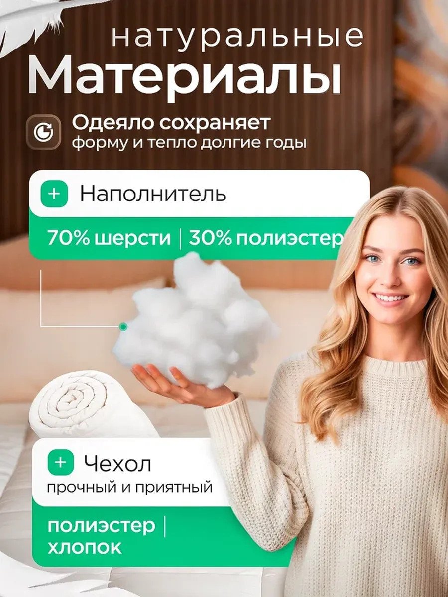 Одеяло 1.5 спальное 150х200 шерстяное всесезонное Икеа